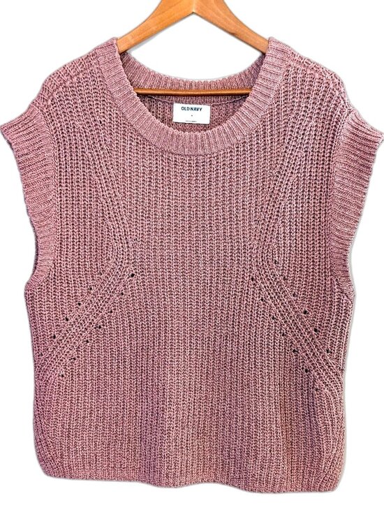Old Navy | Lightweight Shaker Stitch Pink Short Sleeve Sweater | Size Medium - Picture 6 of 11